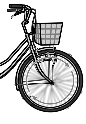 イラストフリー素材　自転車の前輪（動）