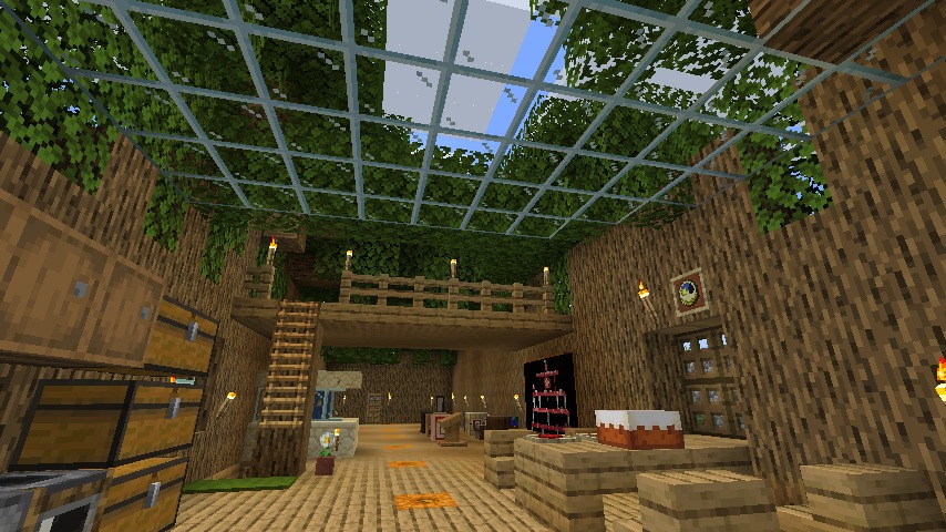 Minecraft（マイクラ）木の壁拠点内装