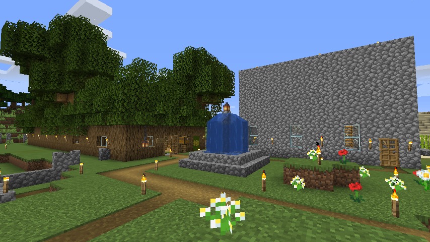 Minecraft（マイクラ）木の壁拠点周辺
